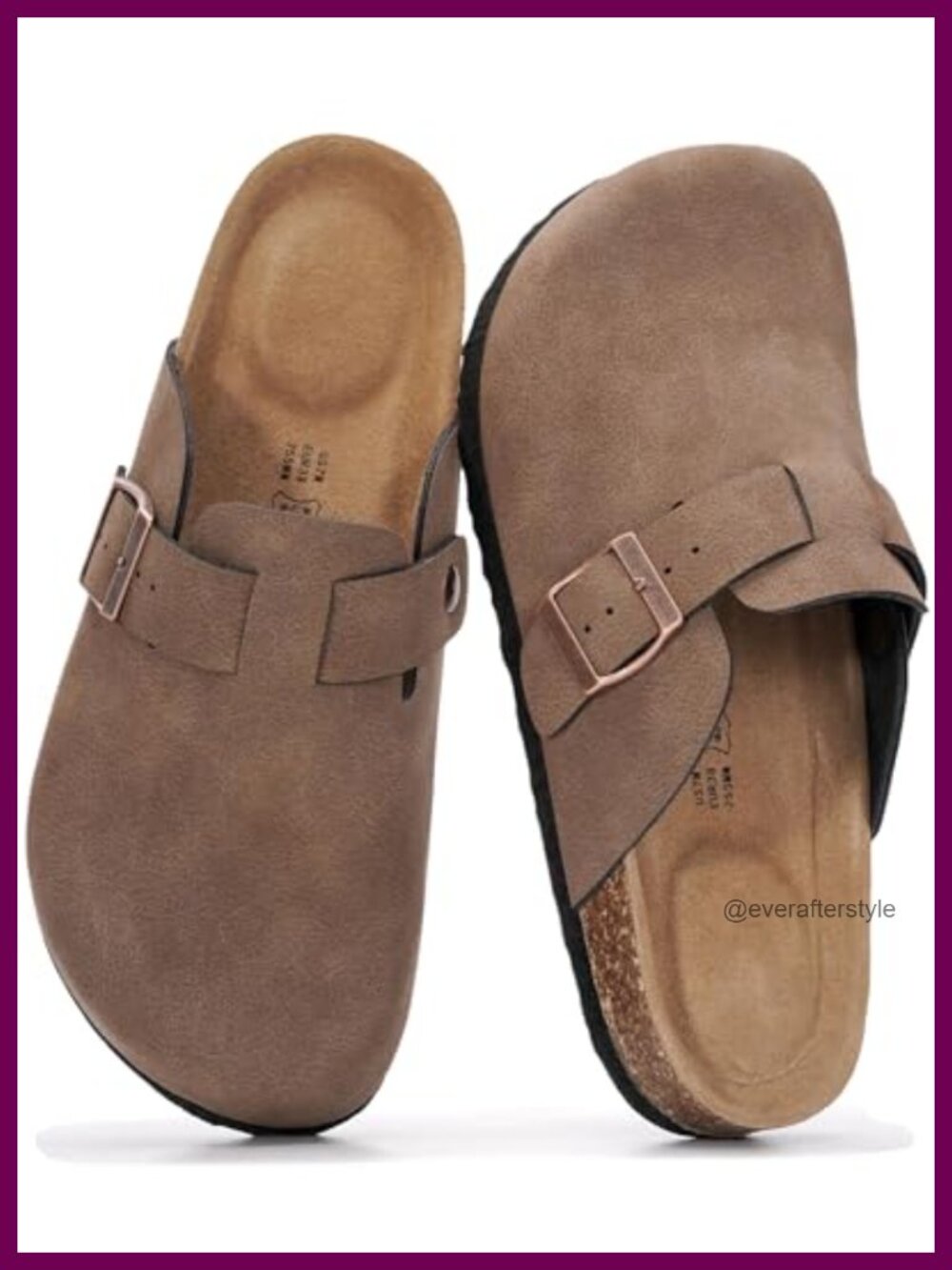 Genuine Leather Clogs for Women Cork Footbed Slip-On Mules